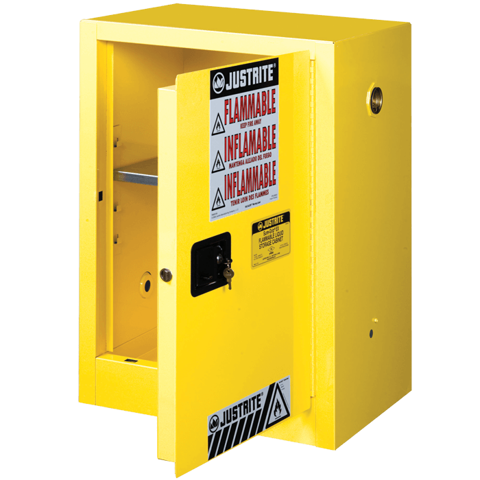 Compac Flammable Safety Cabinet, 12 Gal., 1 shelf, 1 manul-close door