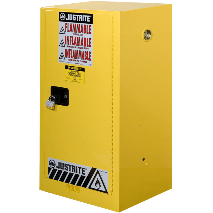 Compac Flammable Safety Cabinet, 15 Gal., 1 shelf, 1 manual-close door