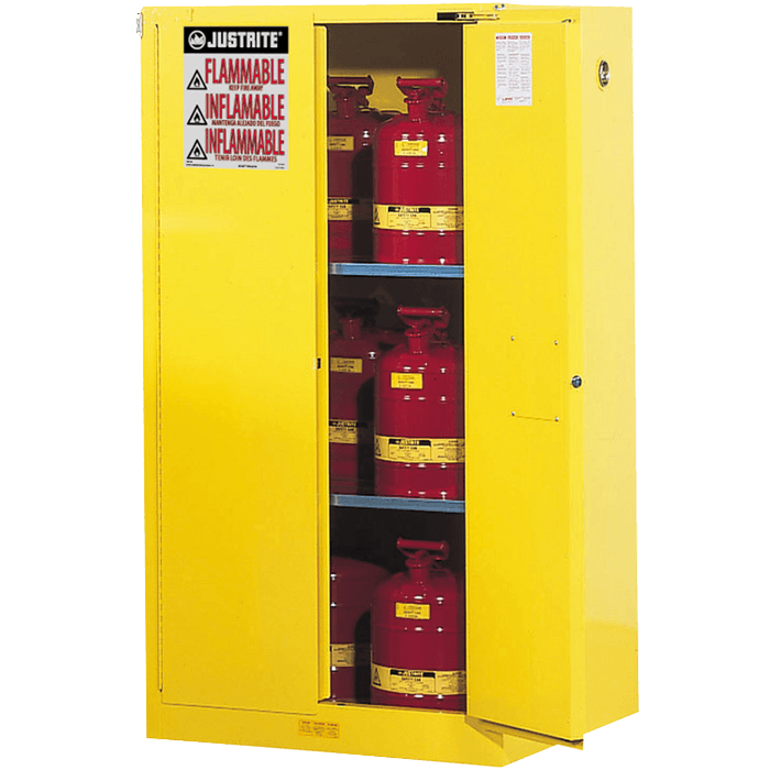 Flammable Safety Cabinet, 60 Gal., 2 shelves, 2 self-close doors