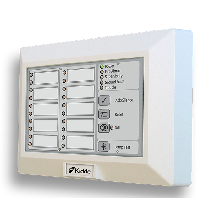 10-zone remote annunciator with system status LEDs and common controls