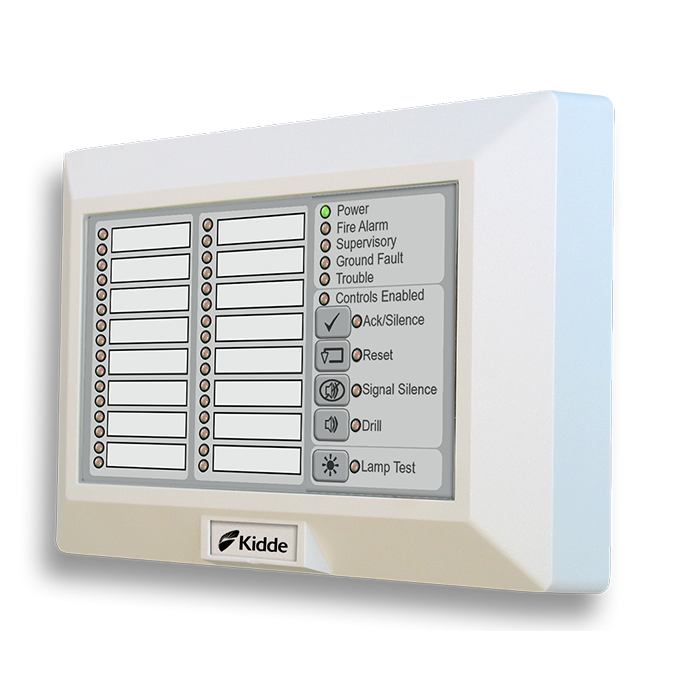 16-pair LED zone annunciator with common controls, French